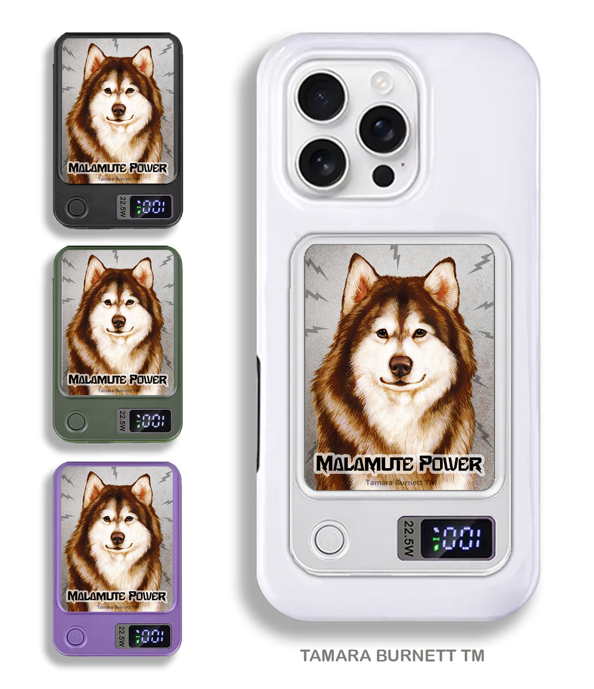 Alaskan Malamute Red and White Phone Bank Wireless Charger