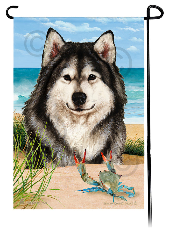 Alaskan Malamute Summer Flowers Garden Flag