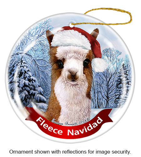 Alpaca Brown and White Ornament