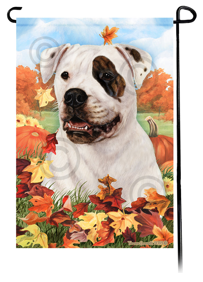 American Bulldog Falling Leaves Garden Flags
