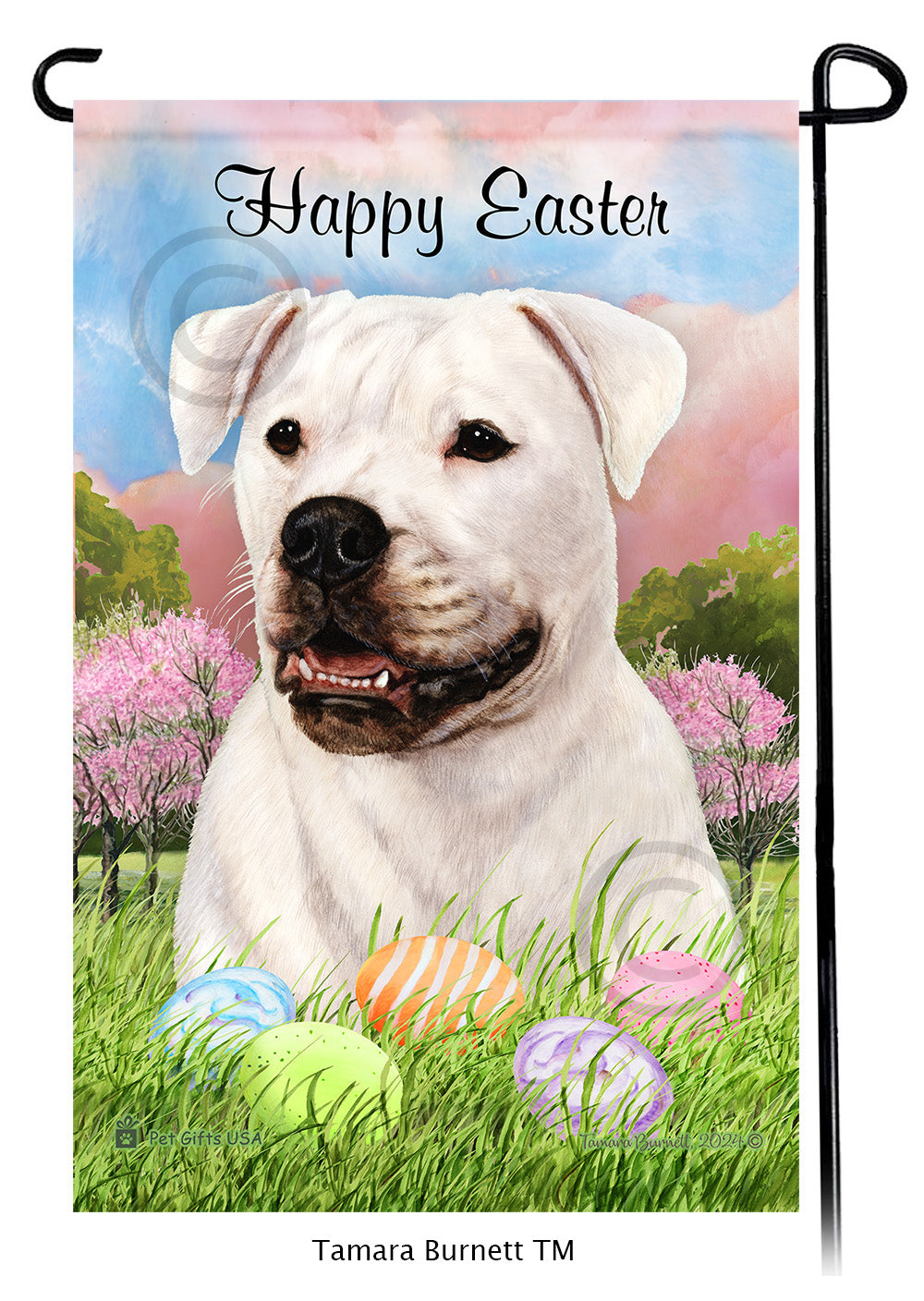 American Bulldog Happy Easter - Garden Flag