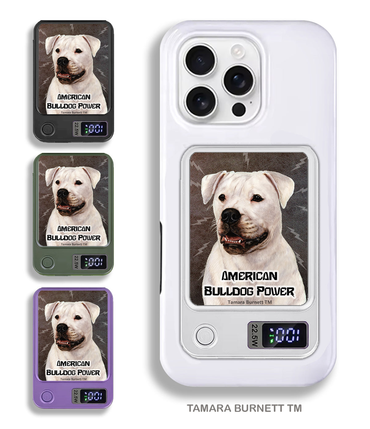 American Bulldog White Phone Bank Wireless Charger