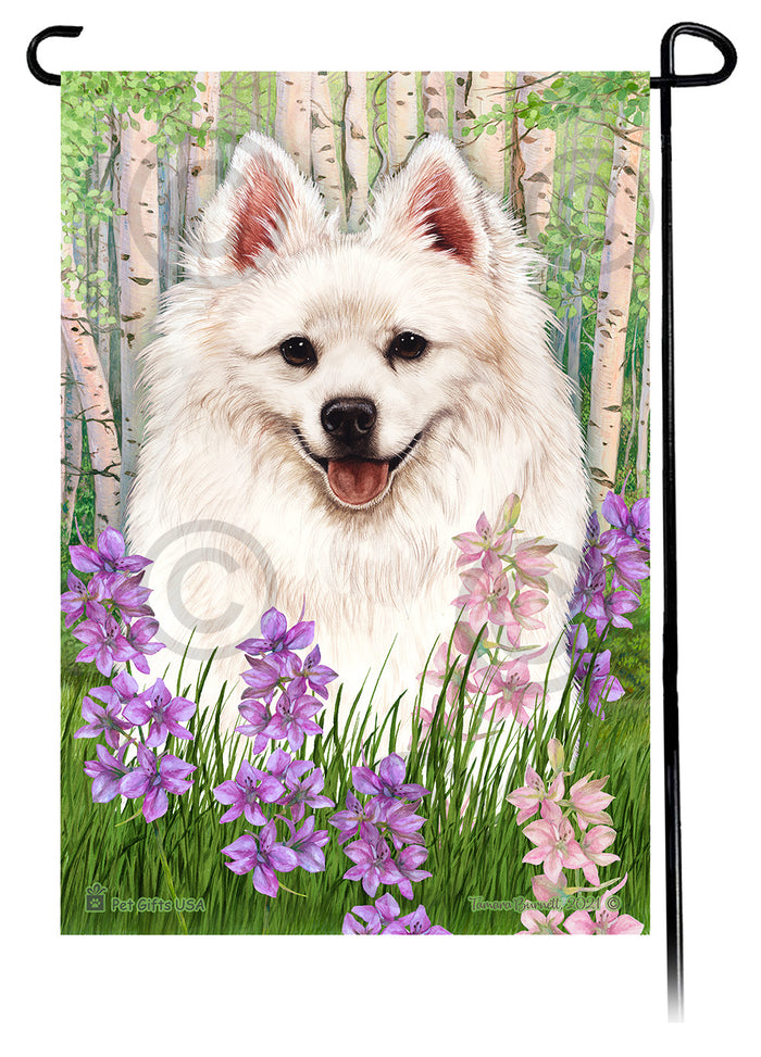 American Eskimo Spring Flowers Garden Flags
