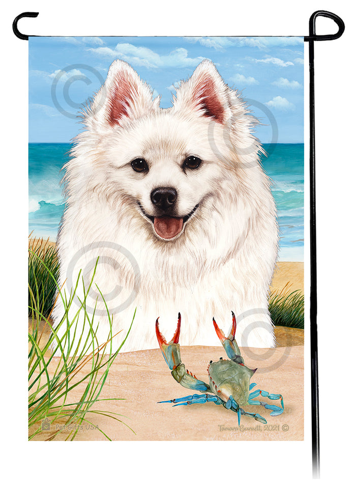 American Eskimo Summer Flowers Garden Flag