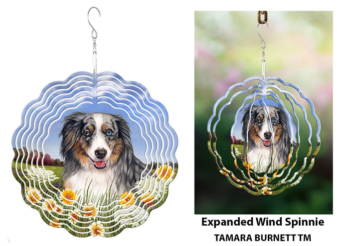 American Shepherd Blue Merle Aussie Mini Wind Spinner