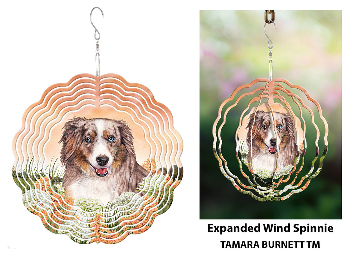 American Shepherd Red Merle Aussie Mini Wind Spinner