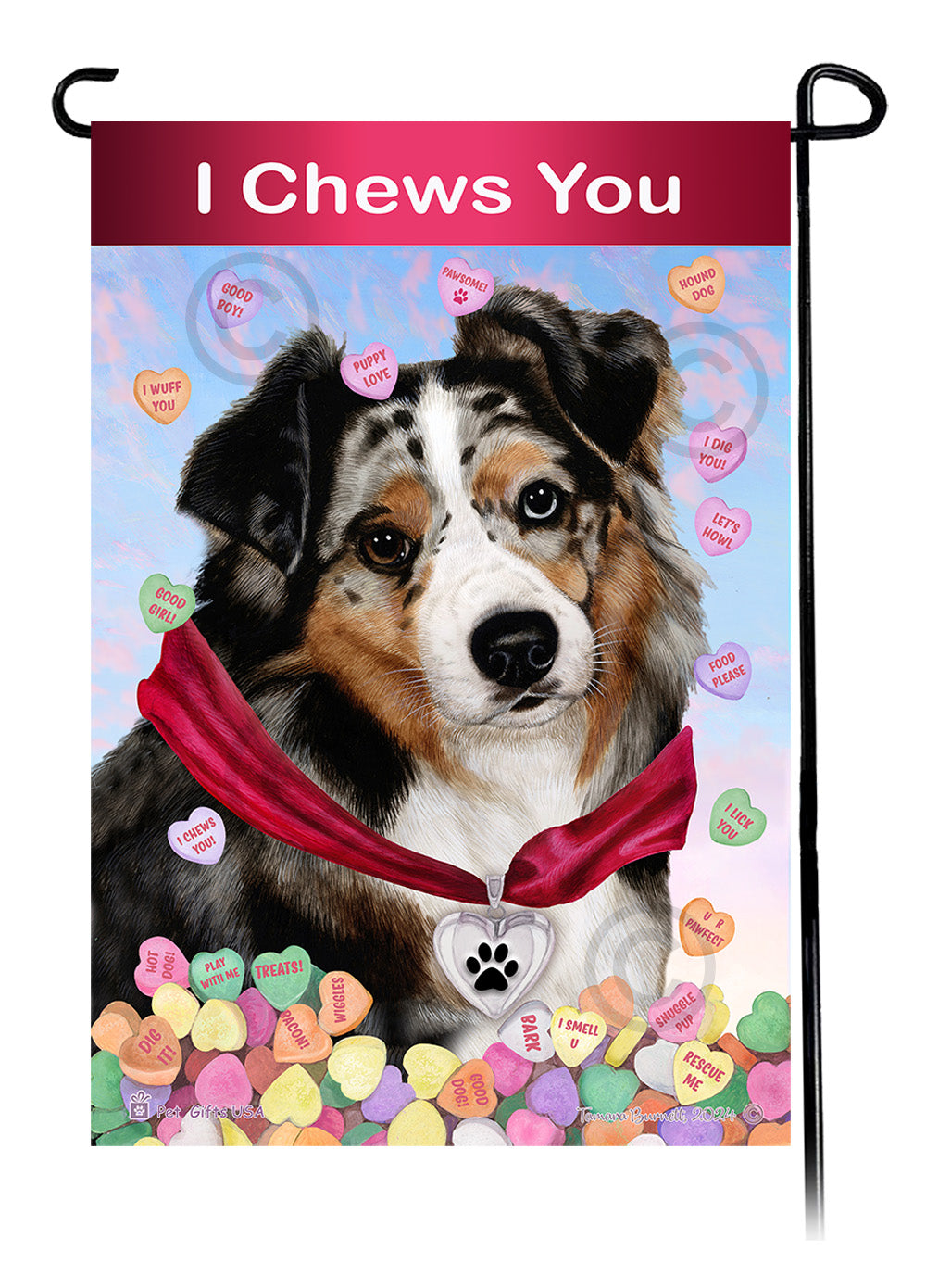 Australian Shepherd Valentine Sweetheart - Garden Flag