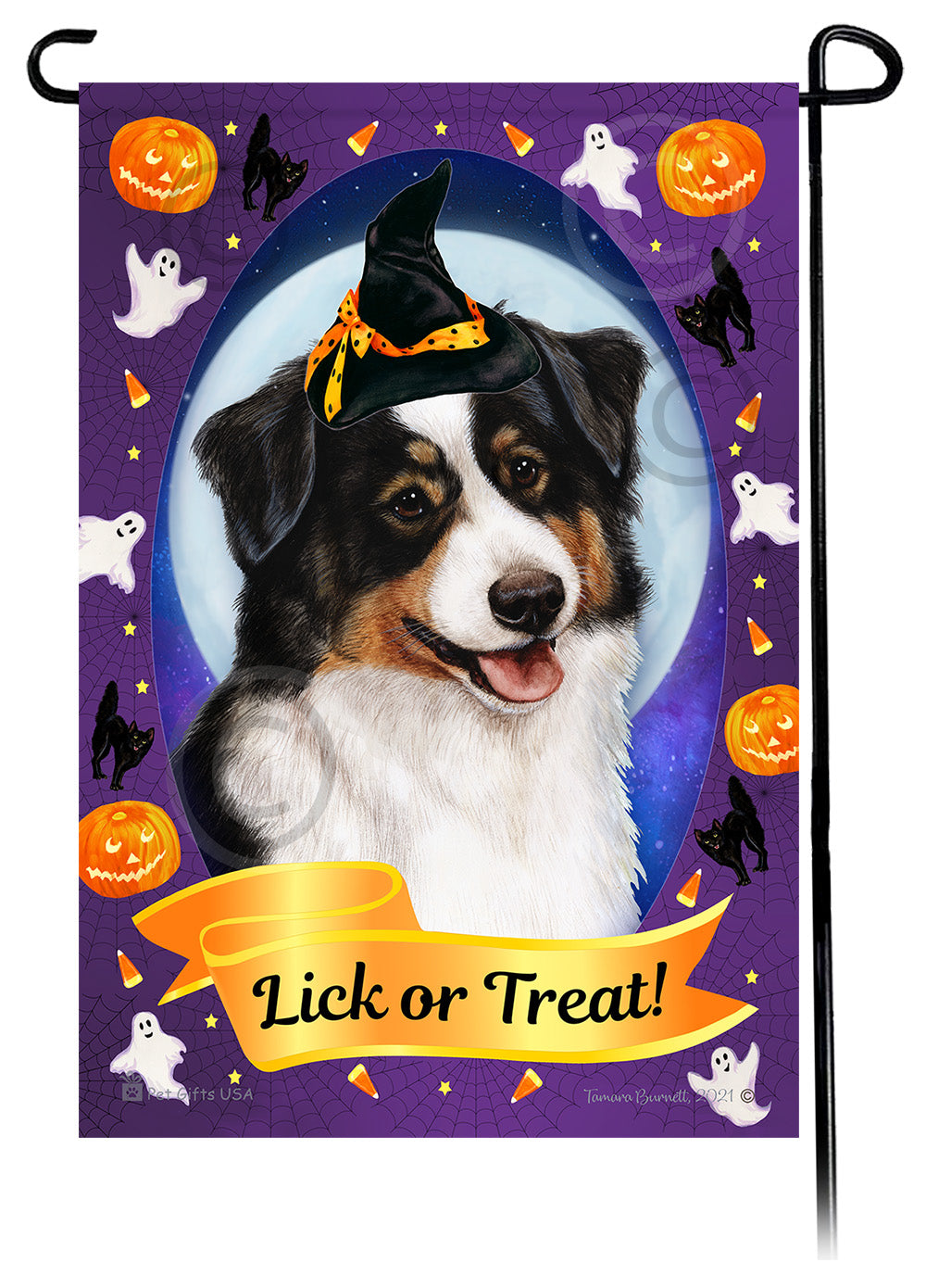 Australian Shepherd Halloween Howls Garden Flags
