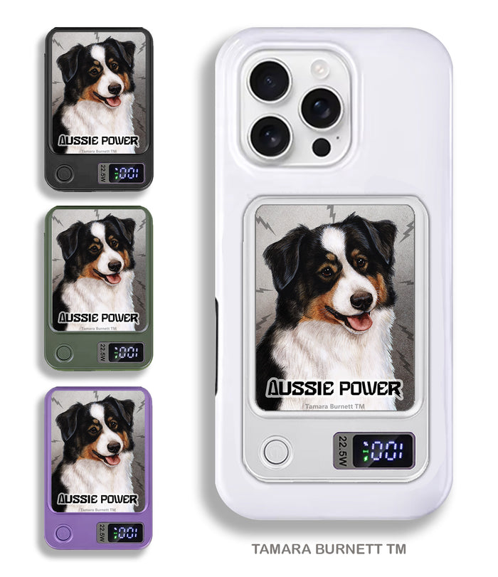 Australian Shepherd Black Tri-Color Phone Bank Wireless Charger