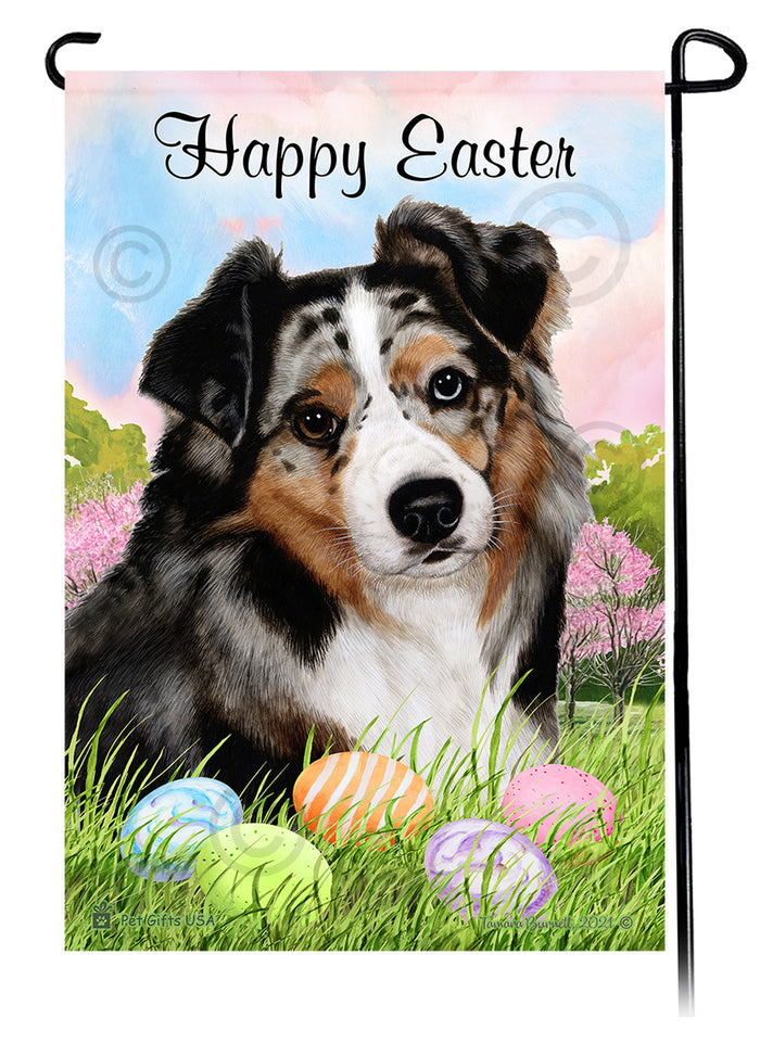 Australian Shepherd Happy Easter Garden Flags