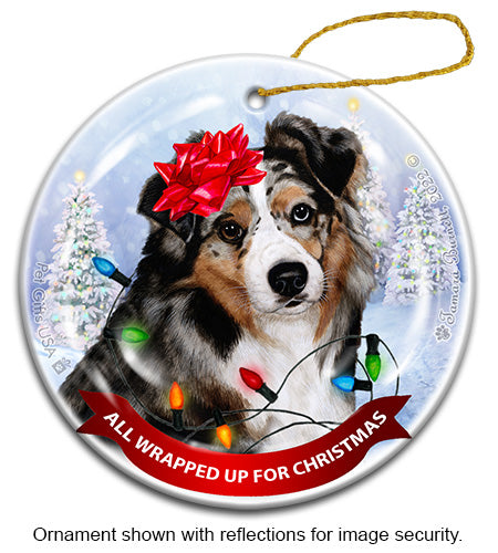 Australian Shepherd All Wrapped Up Ornament