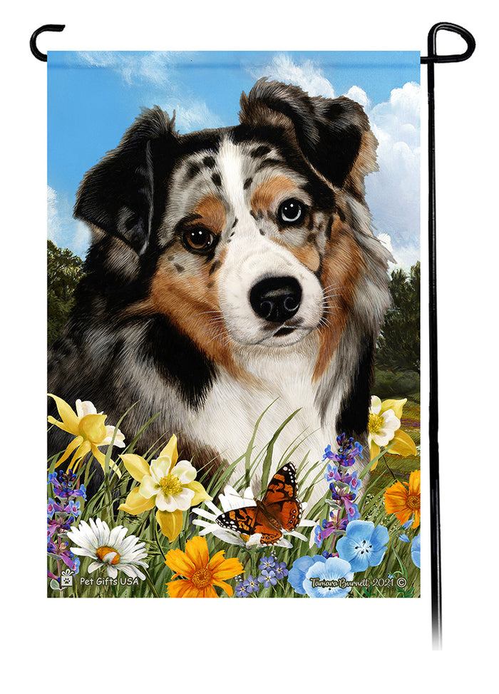 Australian Shepherd Summer Flowers Garden Flags