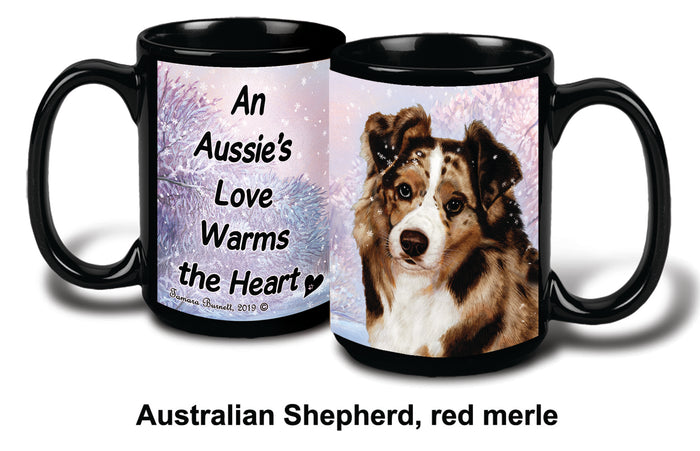 Australian Shepherd Red Merle Winter Mug 15 oz