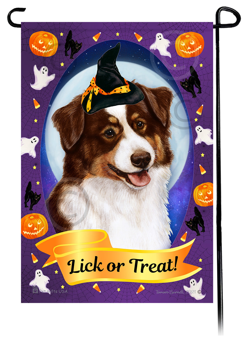 Australian Shepherd Halloween Howls - Garden Flag