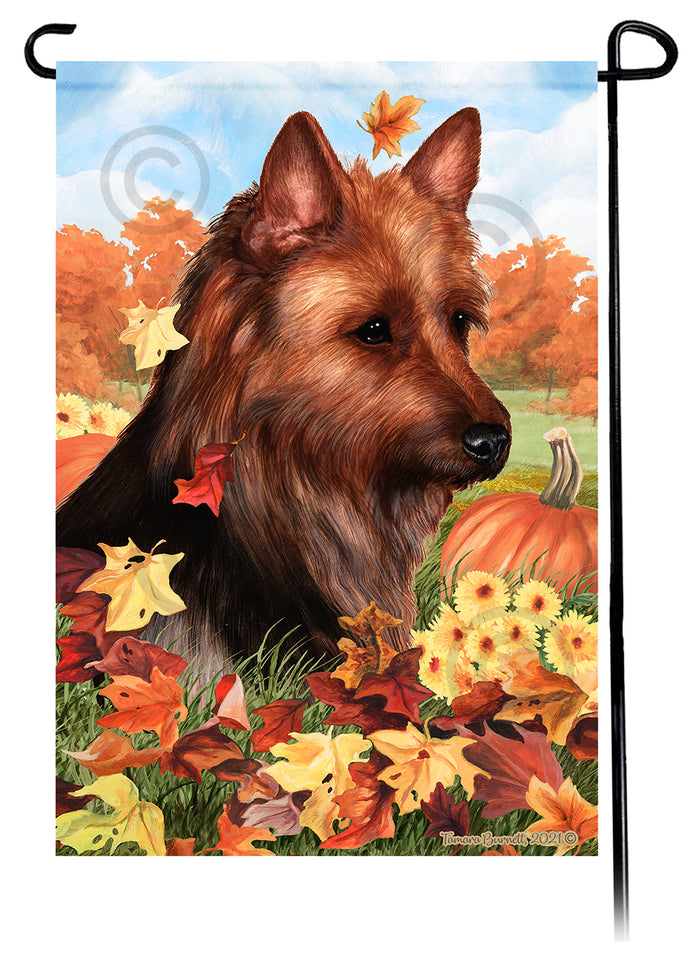 Australian Terrier Falling Leaves Garden Flags