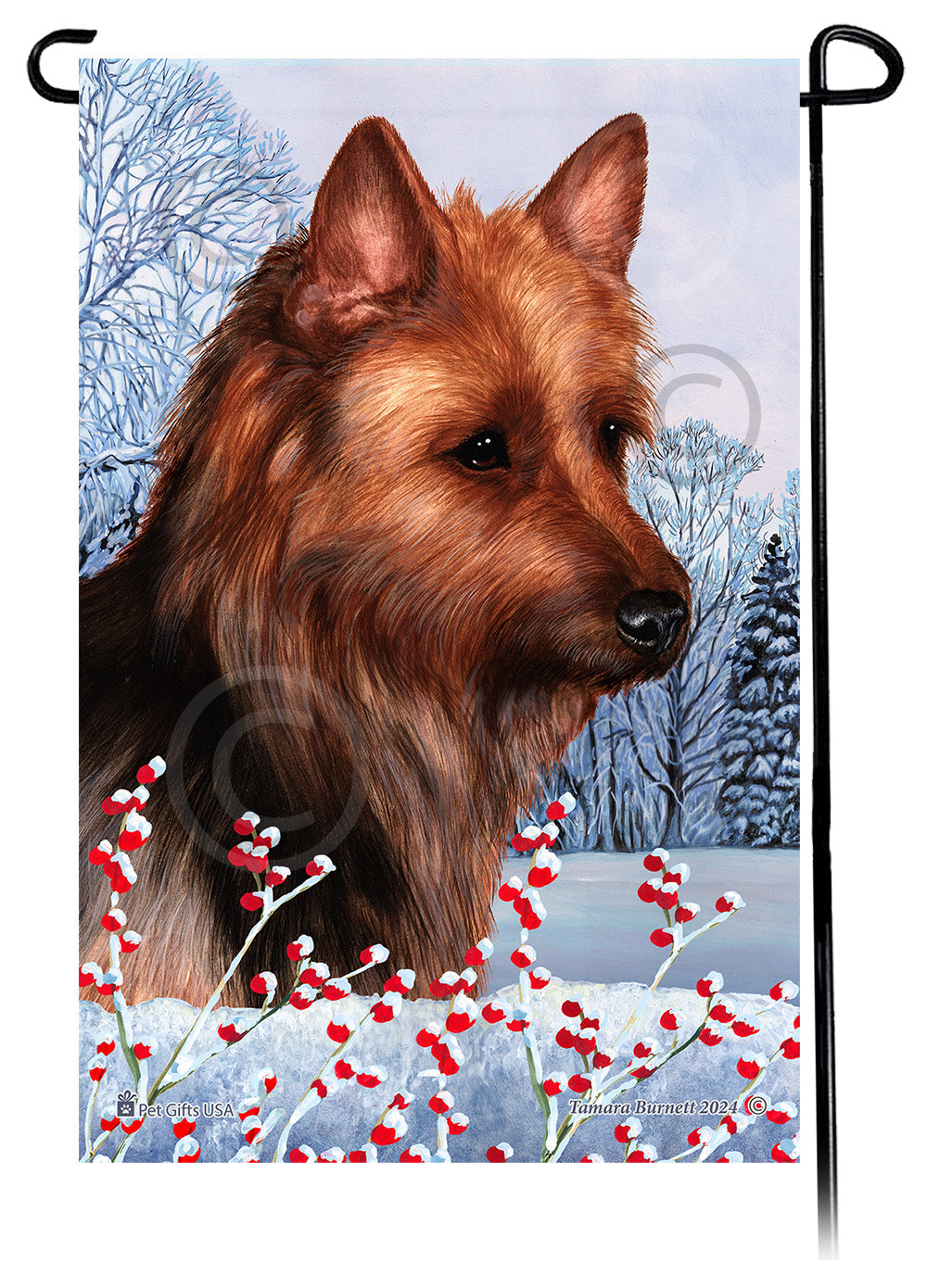 Australian Terrier Winterberries Garden Flags