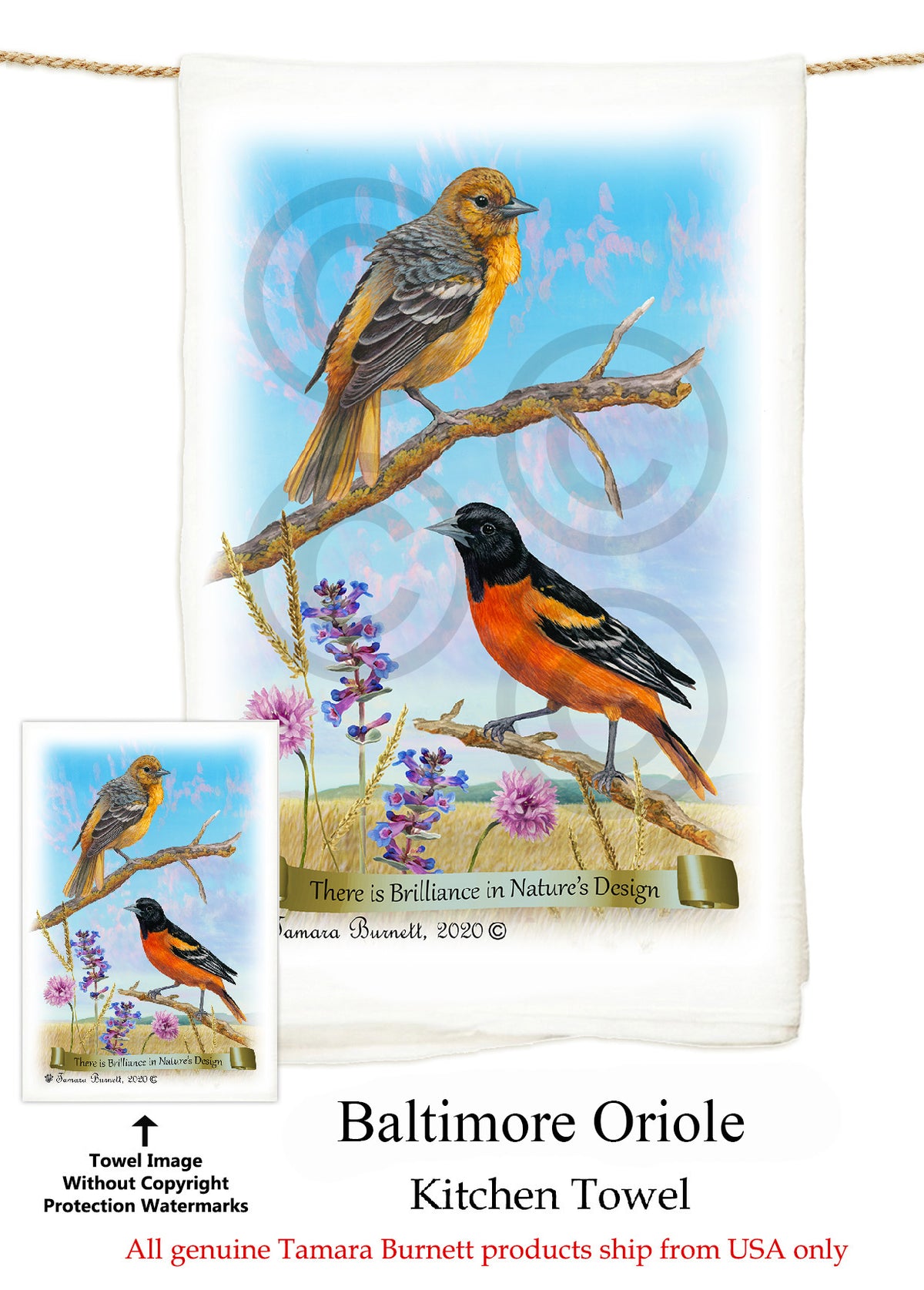 Baltimore Oriole Flour Sack Towel