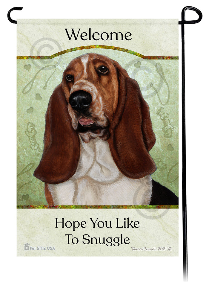 Basset Hound Hope You Like To Snuggle Garden Flags