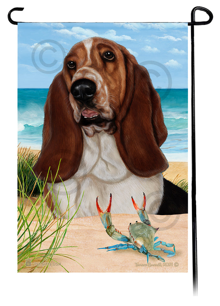 Basset Hound Summer Flowers Garden Flag