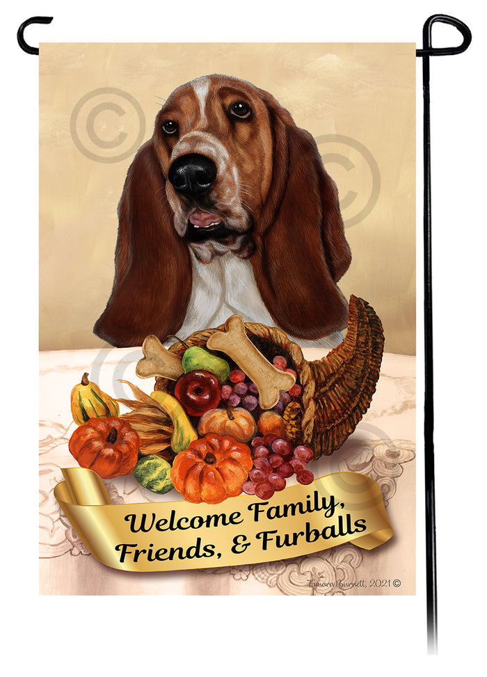 Basset Hound Thanksgiving Garden Flags