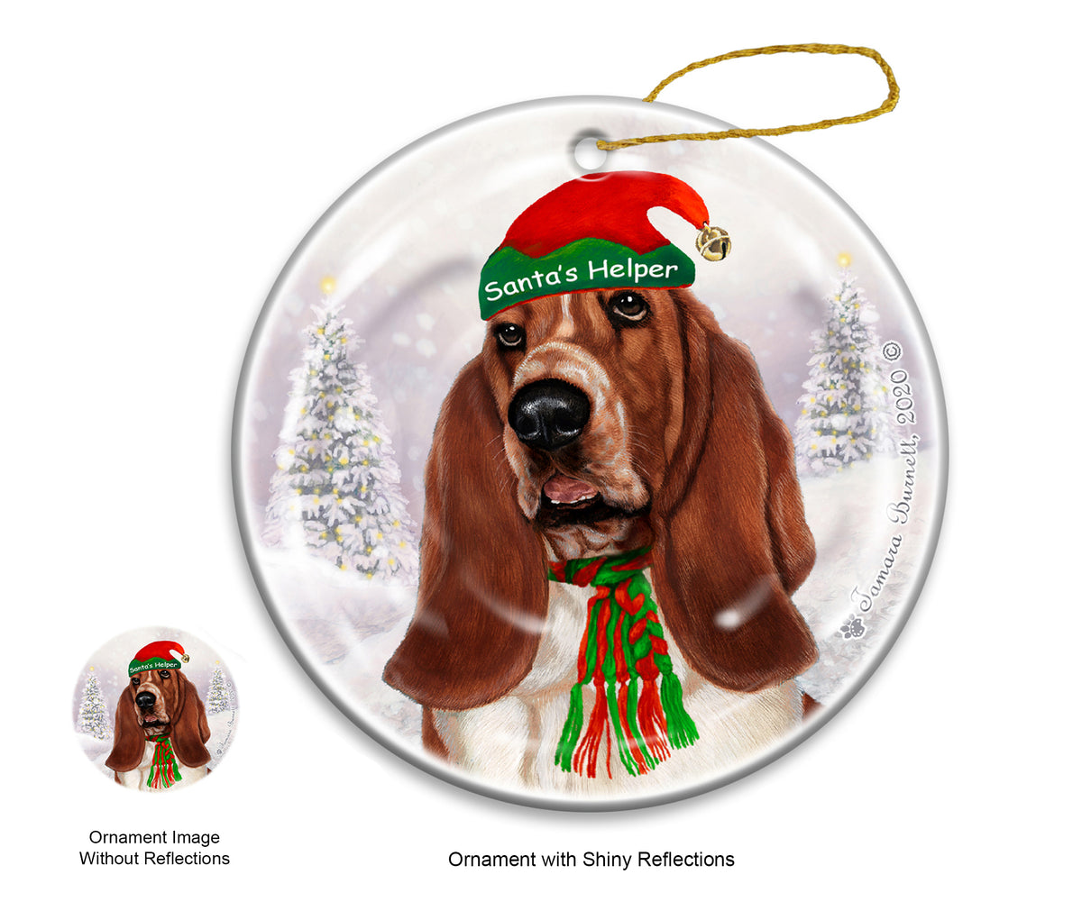 Basset Red and White Ornament
