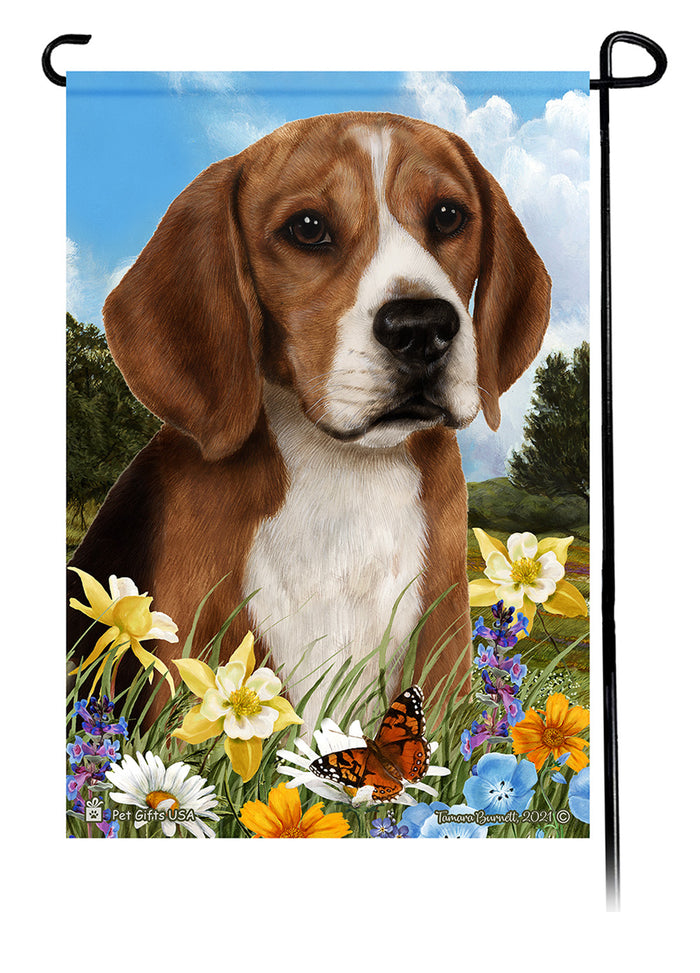 Beagle Summer Flowers Garden Flags