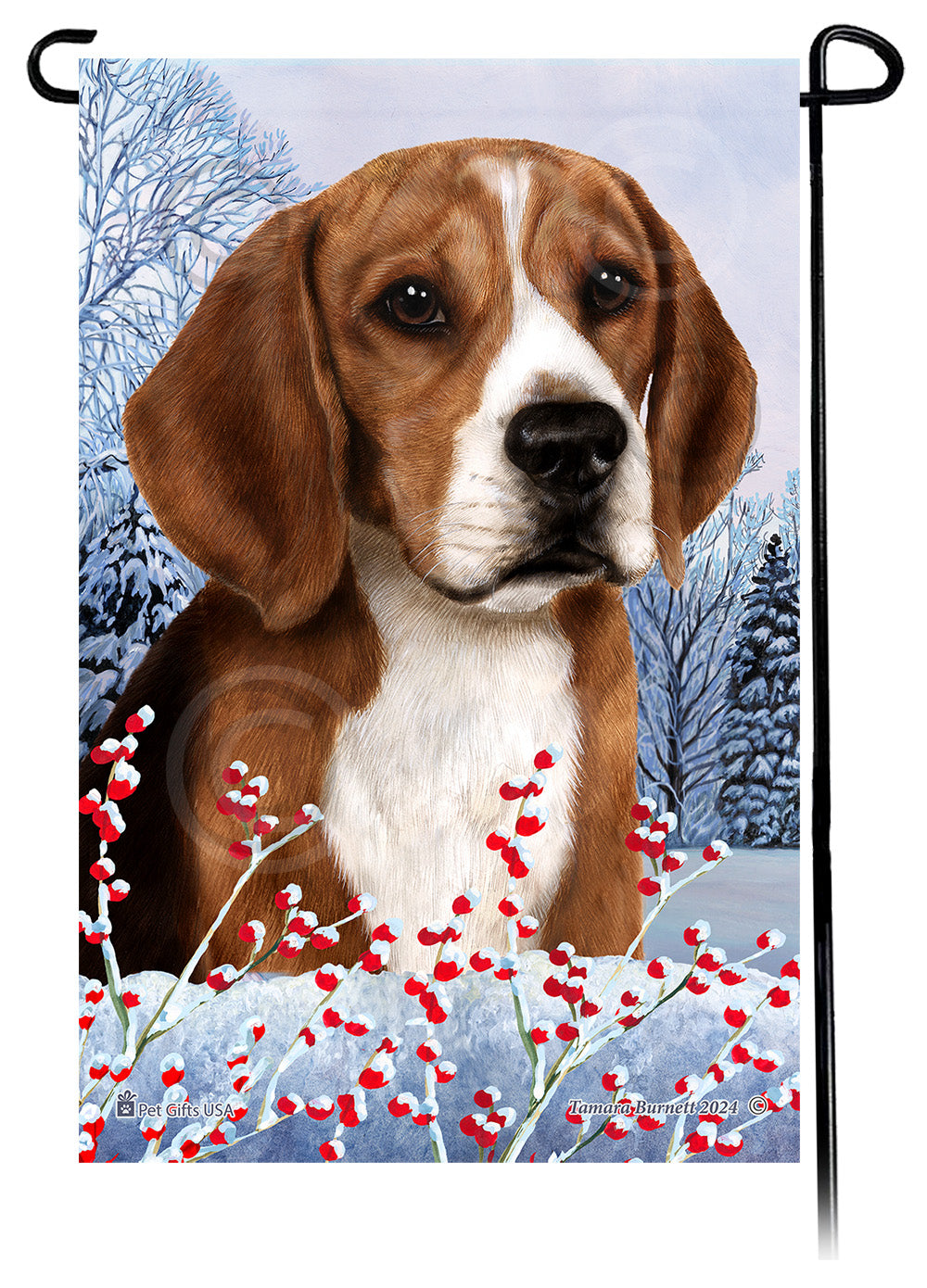 Beagle Winterberries Garden Flags
