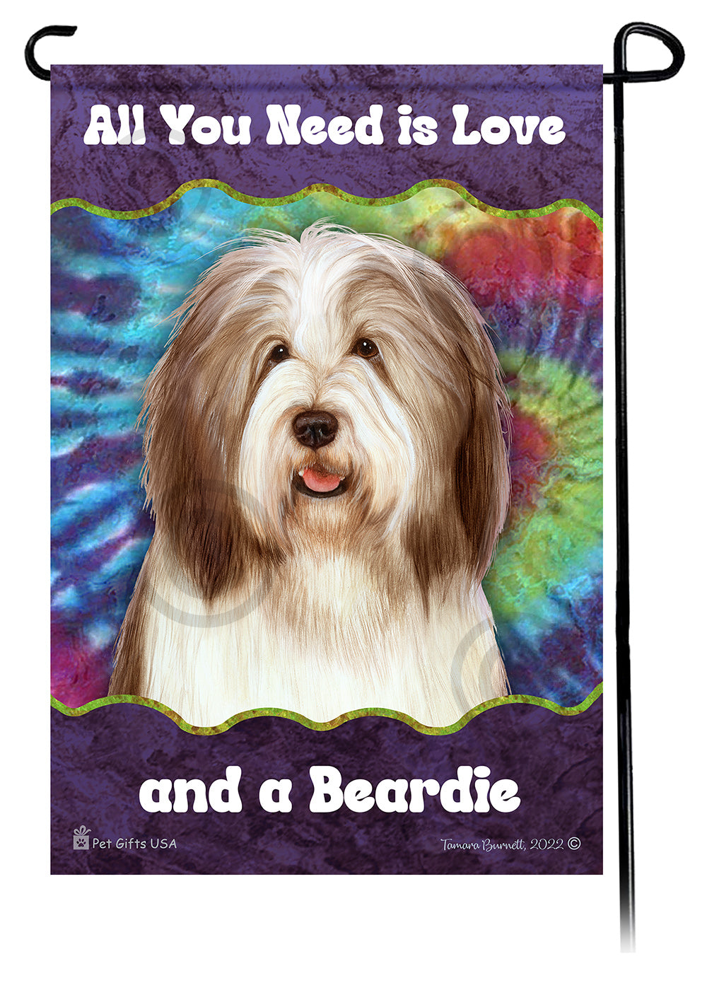 Bearded Collie All You Need Is Love Garden Flag
