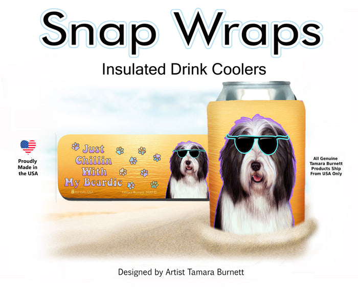 Bearded Collie Black and White Snap Wrap Cozy