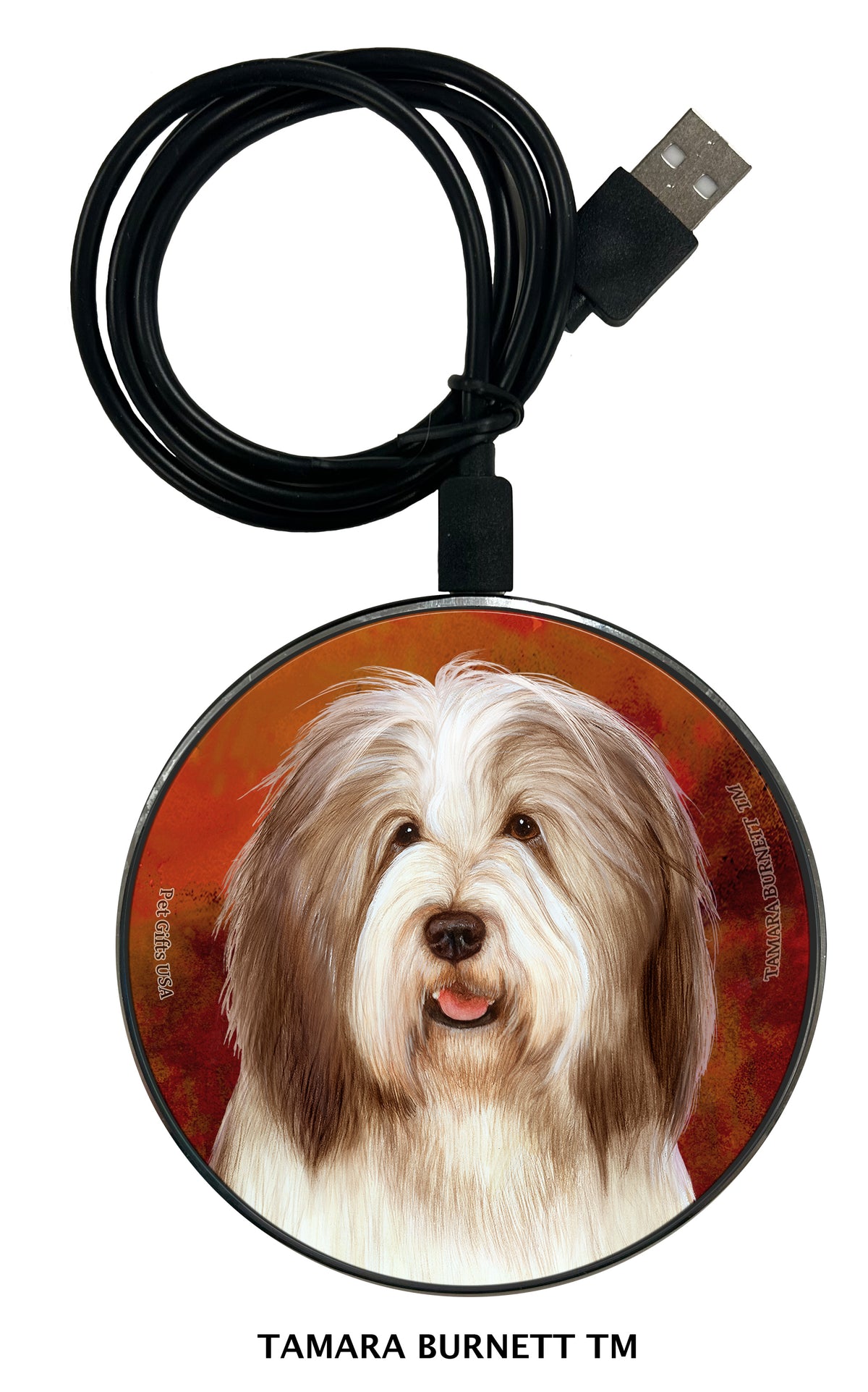 Bearded Collie Dark Liver and White Zoomies Wireless Charger