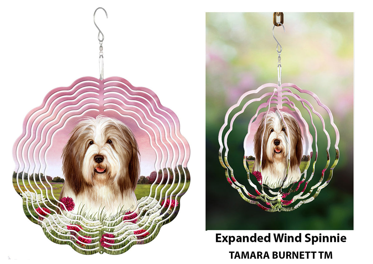 Bearded Collie Dark Liver and White Wind Spinner