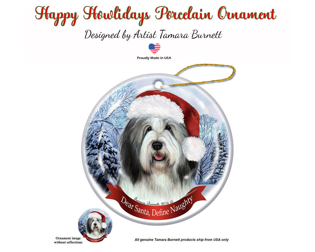 Bearded Collie Grey and White - Dear Santa, Define Naughty Christmas Ornament