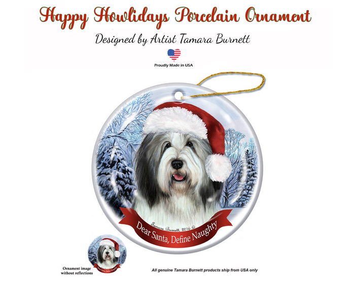 Bearded Collie Grey and White - Dear Santa, Define Naughty Christmas Ornament