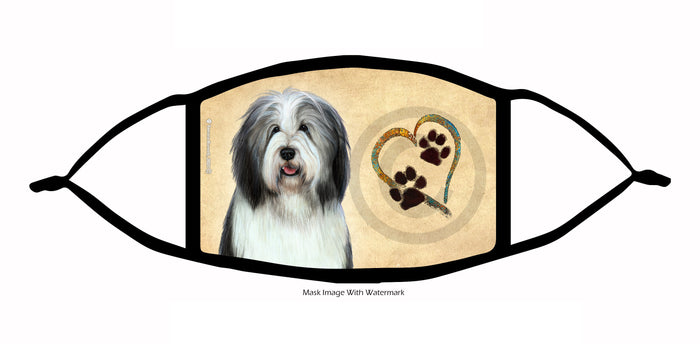 Bearded Collie (Grey and White) Face Mask