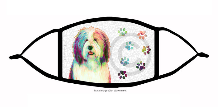 Bearded Collie (Liver and White) Face Mask