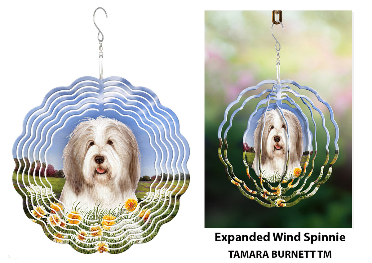 Bearded Collie Light Liver and White Wind Spinner