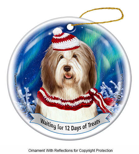 Bearded Collie Dark Liver and White Ornament