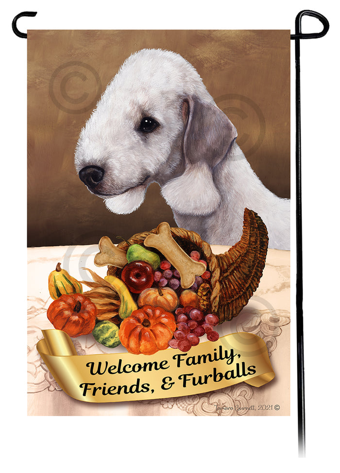 Bedlington Terrier Thanksgiving Garden Flags