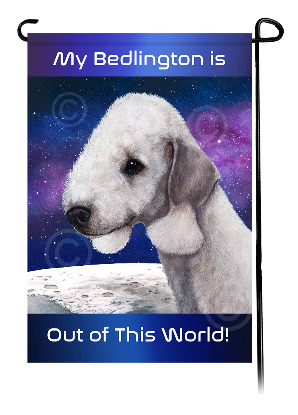 Bedlington Terrier Out Of This World Garden Flags
