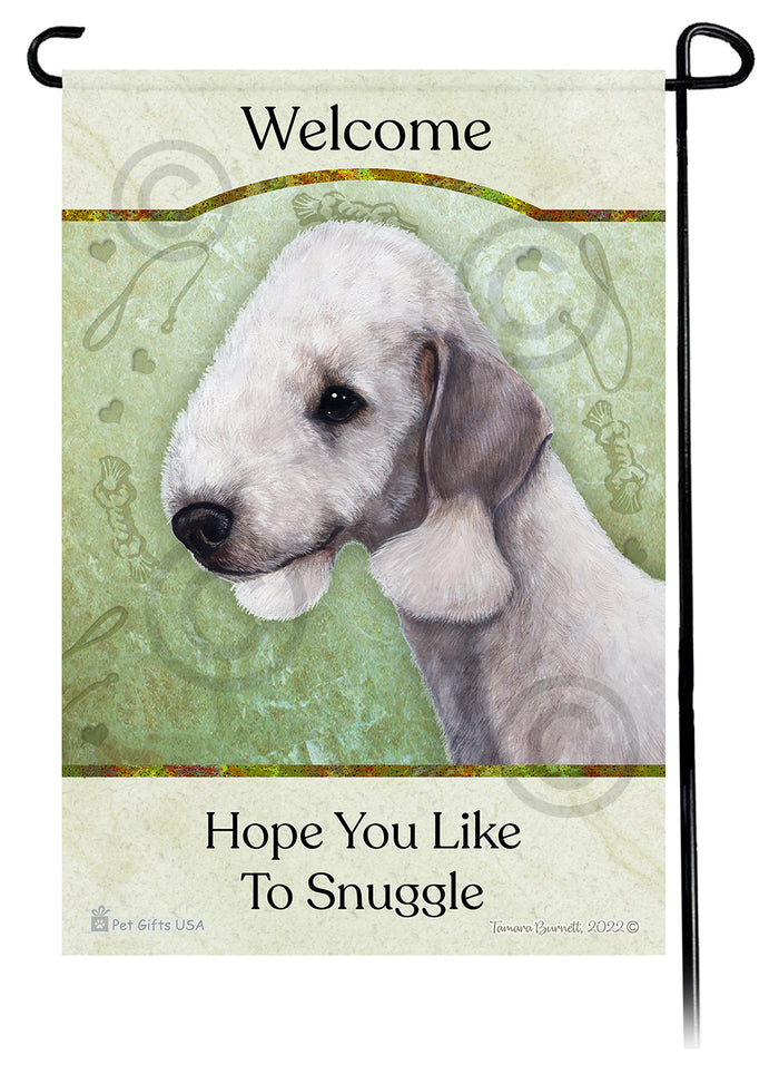 Bedlington Terrier Hope You Like To Snuggle Garden Flags
