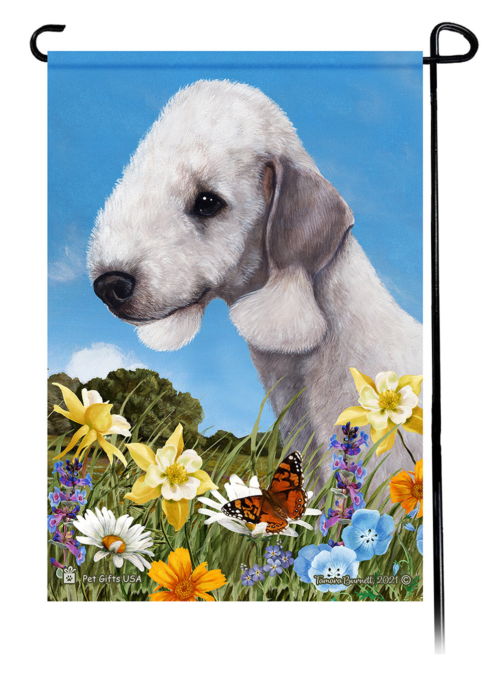 Bedlington Terrier Summer Flowers Garden Flags