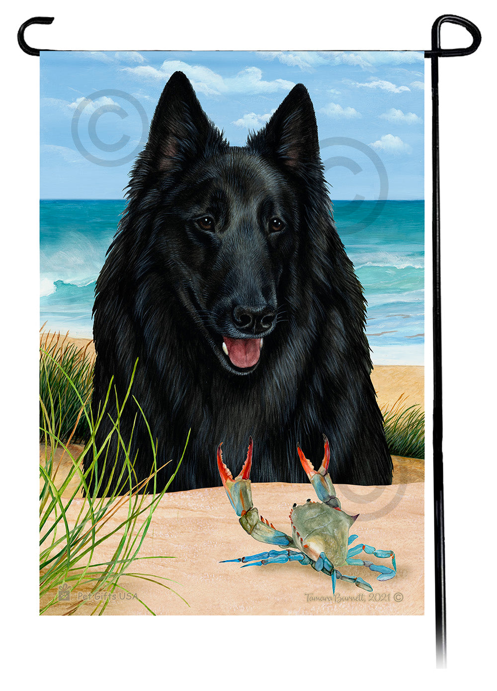 Belgian Sheepdog Summer Flowers Garden Flag