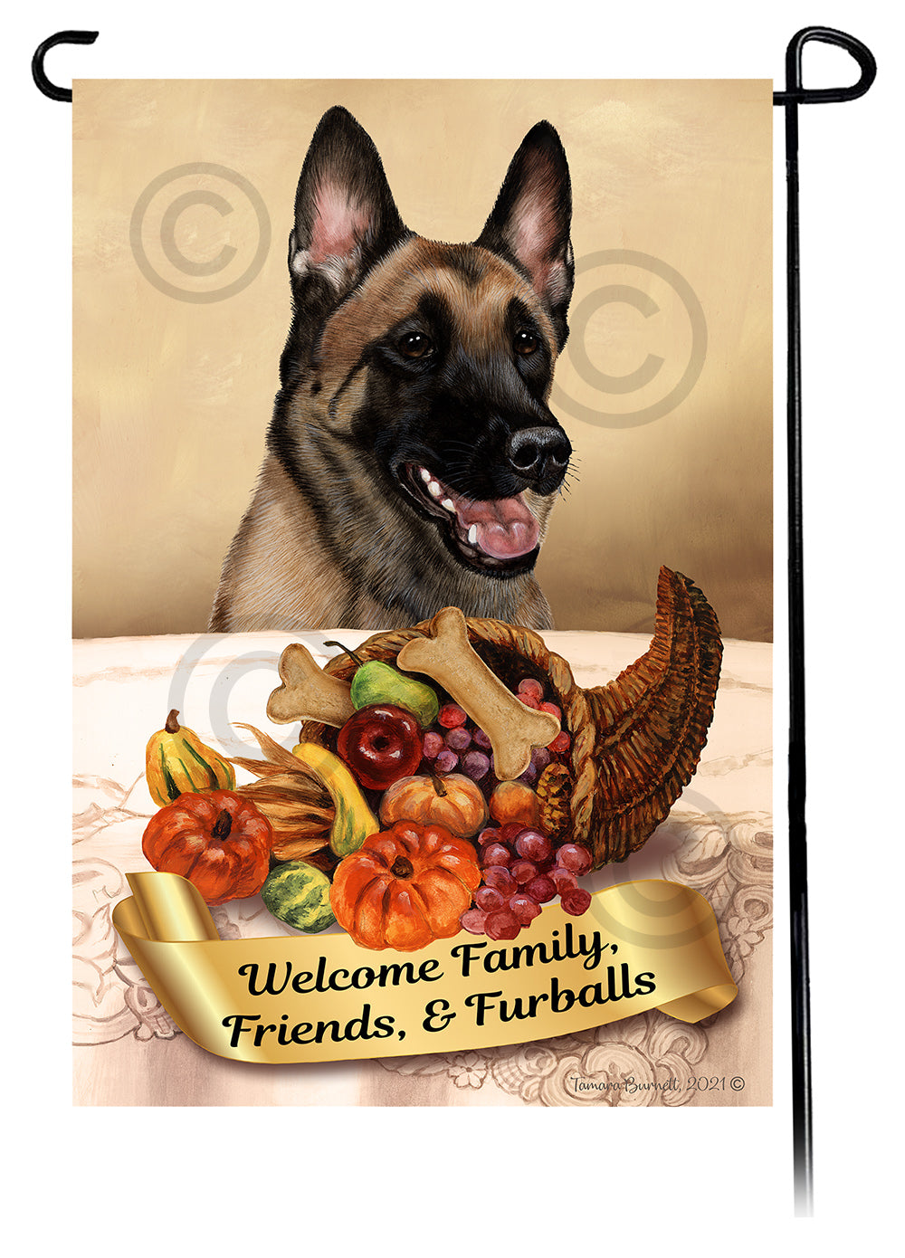 Belgian Malinois Thanksgiving - Garden Flag