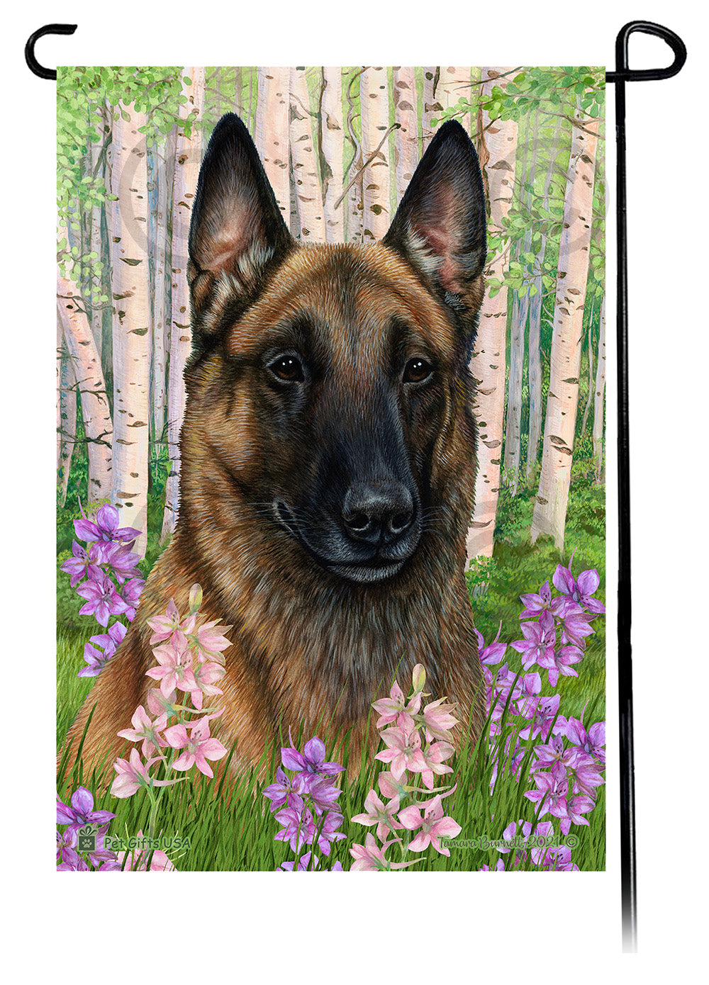 Belgian Malinois Spring Flowers - Garden Flag