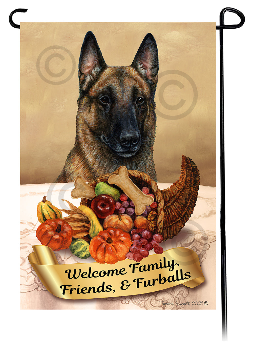 Belgian Malinois Thanksgiving - Garden Flag