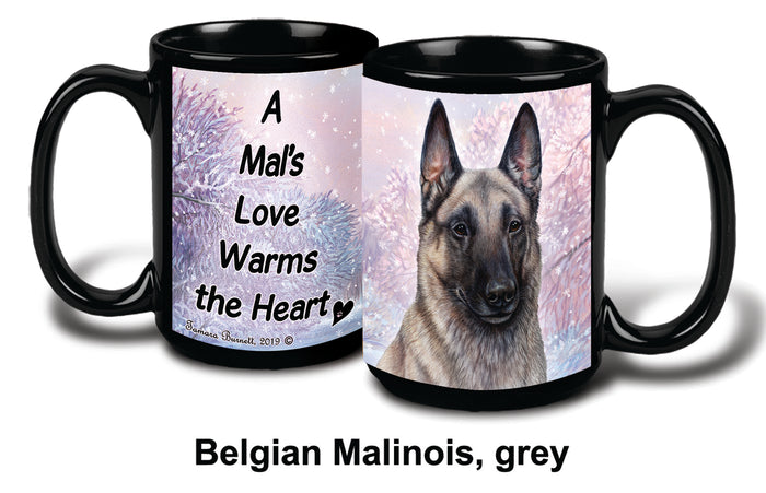 Belgian Malinois Grey Winter Mug 15 oz