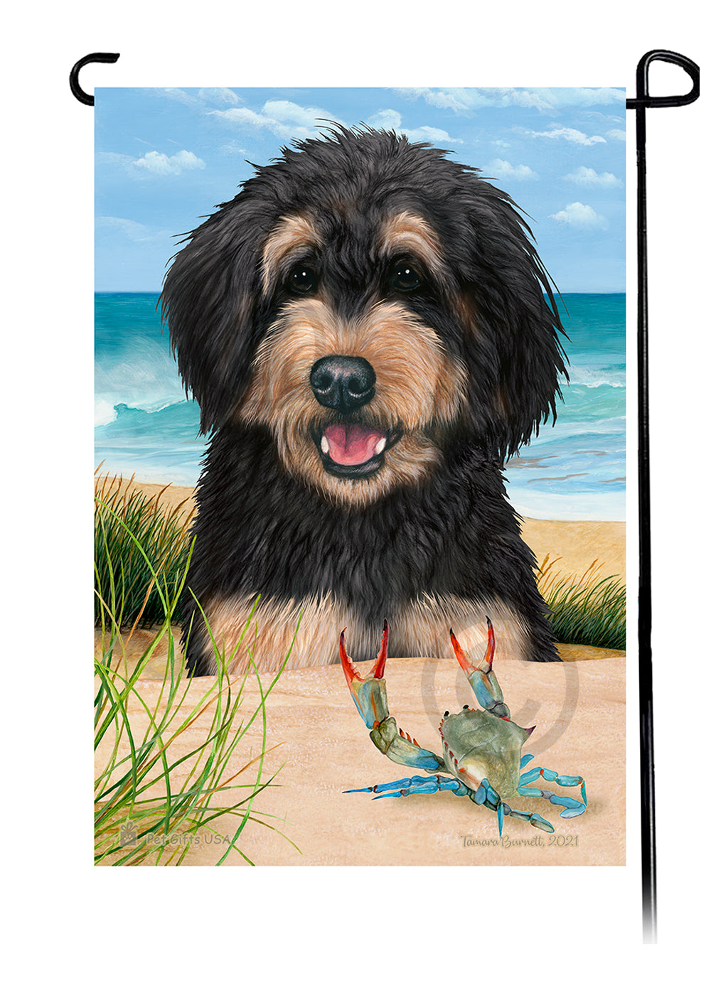 Bernedoodle Summer Flowers Garden Flag