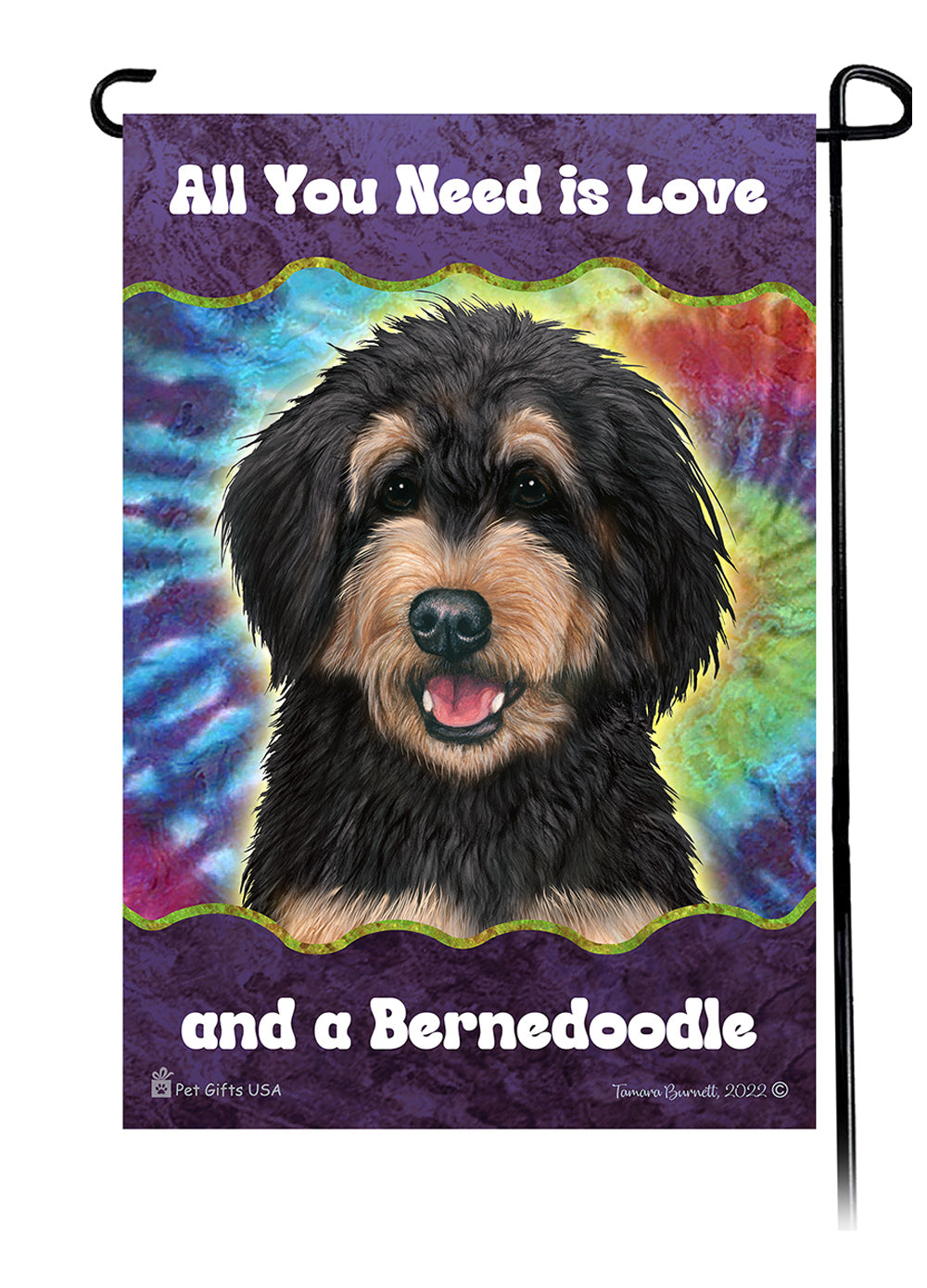 Bernedoodle All You Need Is Love Garden Flag