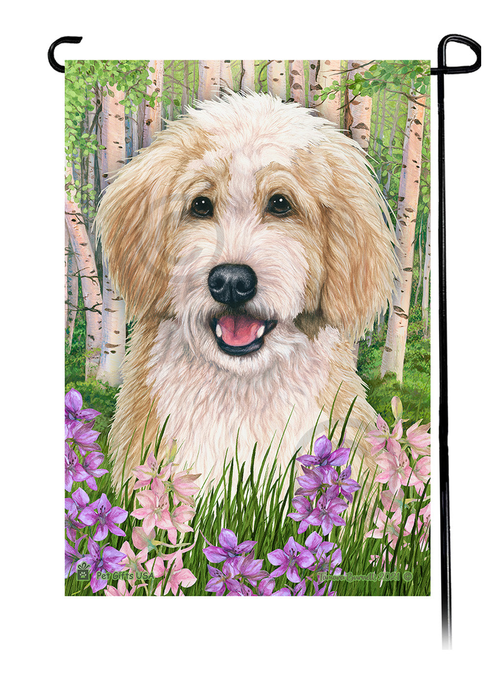 Bernedoodle Spring Flowers - Garden Flag