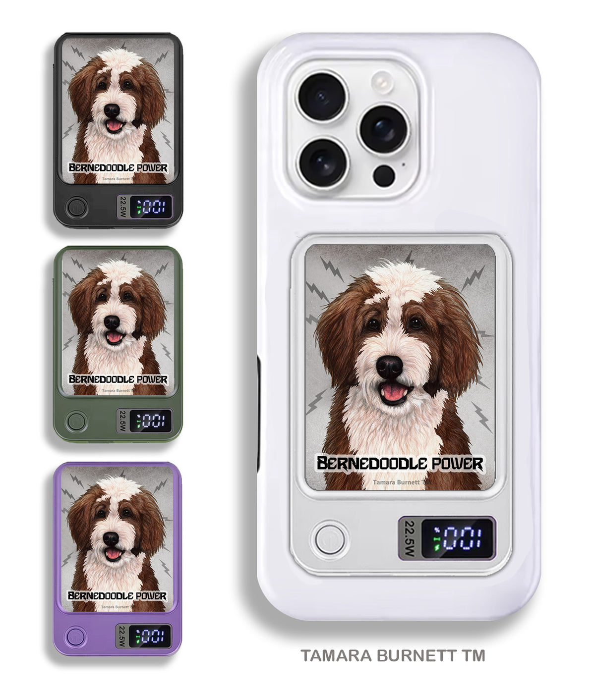 Bernedoodle Chocolate and White Phone Bank Wireless Charger